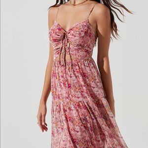 ASTR Brandy Floral Cinched Front Cutout Maxi Dress.